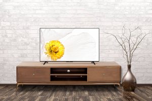 Empty interior of room with vase over brick wall background 3d rendering