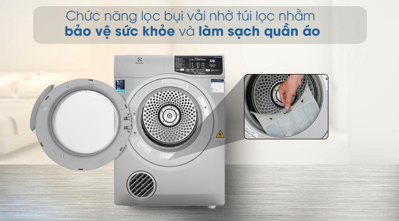 Chức năng lọc bụi vải nhờ túi lọc nhằm bảo vệ sức khỏe và làm sạch quần áo