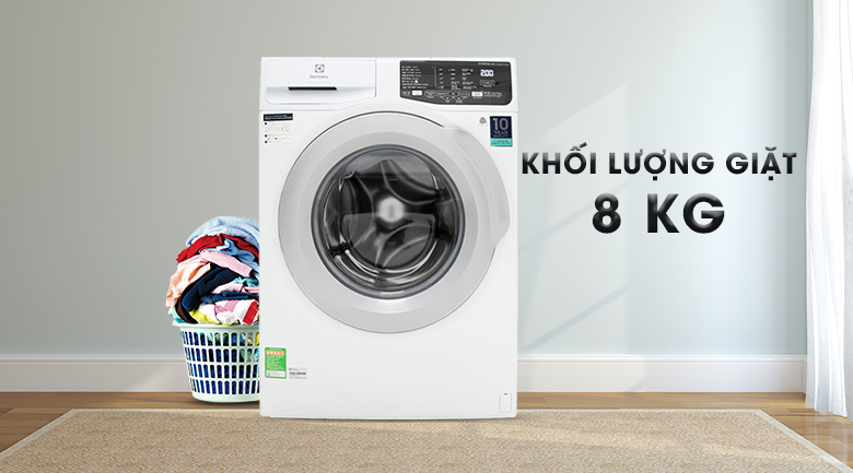 Khối lượng giặt 8 kg - Máy giặt Electrolux Inverter 8 kg EWF8025CQWA 