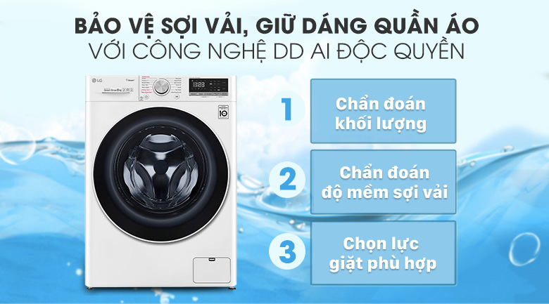 Máy giặt sấy LG Inverter 8.5 kg FV1408G4W | Công nghệ AI DD Máy giặt sấy LG Inverter 8.5 kg FV1408G4W | Công nghệ AI DD