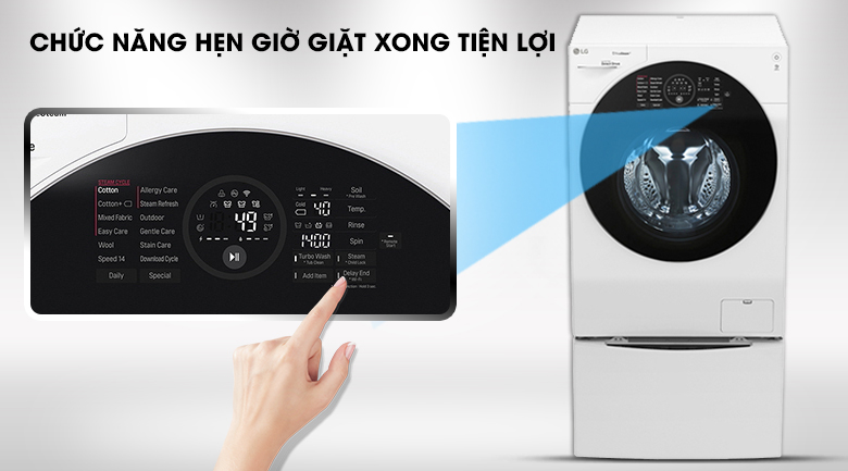 Hẹn giờ giặt tiện lợi - Máy giặt sấy LG TWINWash Inverter 10.5 kg FG1405H3W1 & TG2402NTWW