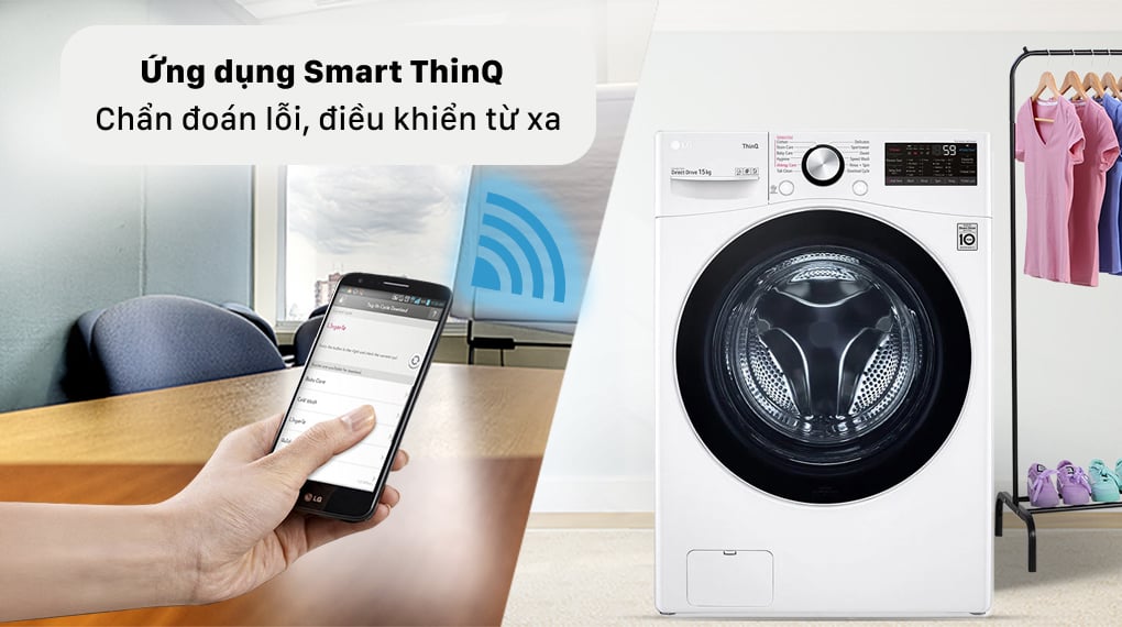 Electrolux Inverter 15 Kg F2515STGW - Smart Thinq điều khiển từ xa, chuẩn đoán lỗi