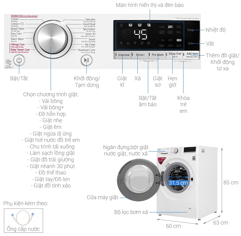Electrolux Inverter 9 kg FV1409S4W