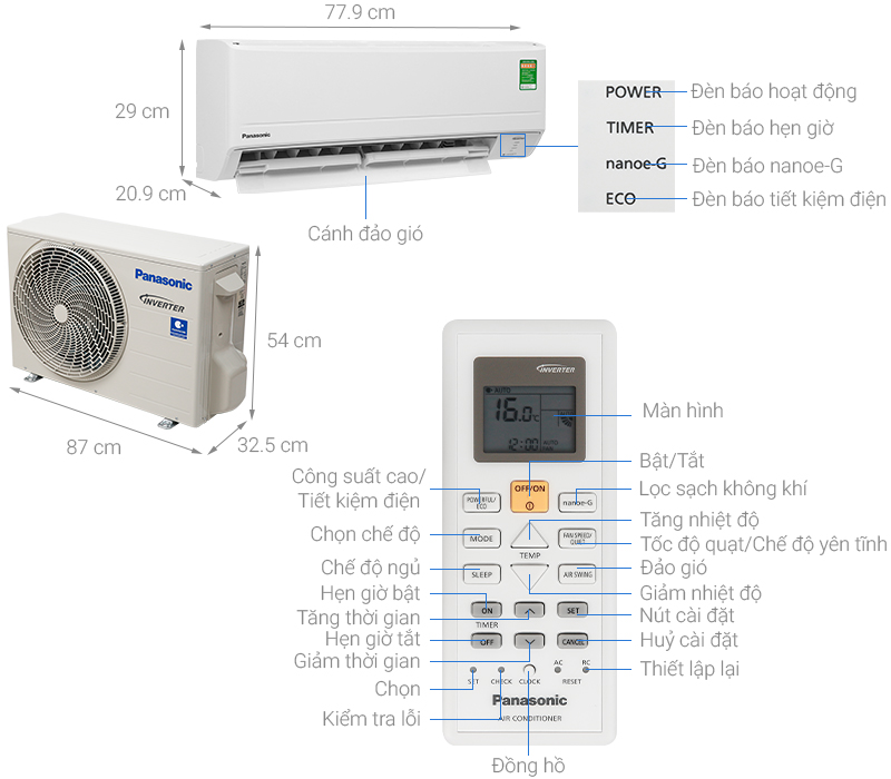 Điều hoà Panasonic Inverter 1.5 HP CU/CS-PU12WKH-8M