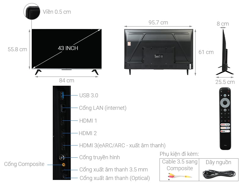 Google Tivi TCL 4K 43 inch 43P737